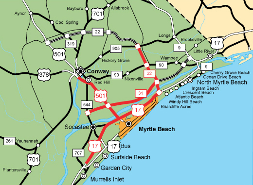 Map of the Grand Strand